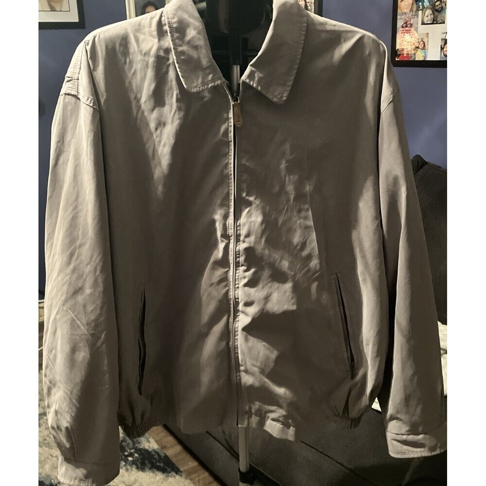 London Fog Men XL Jacket Pockets Inside & Out Light Weight Grey Bomber Golfing